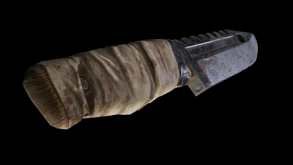 Rusty Combat Knive Low-poly 3D model_2