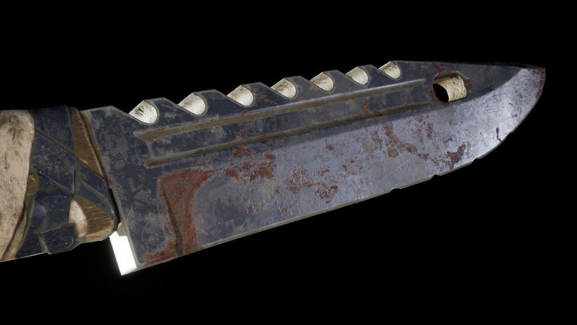 Rusty Combat Knive Low-poly 3D model_1