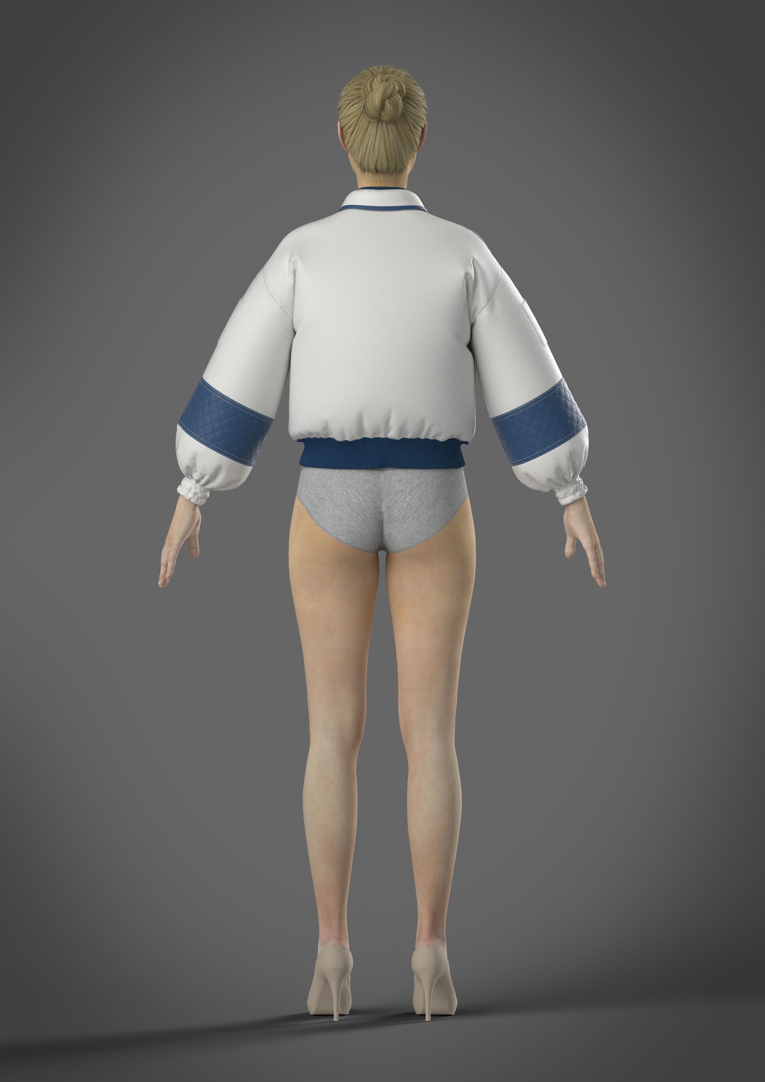 Bomber jacket women 3D model fashion garment 3D model_7