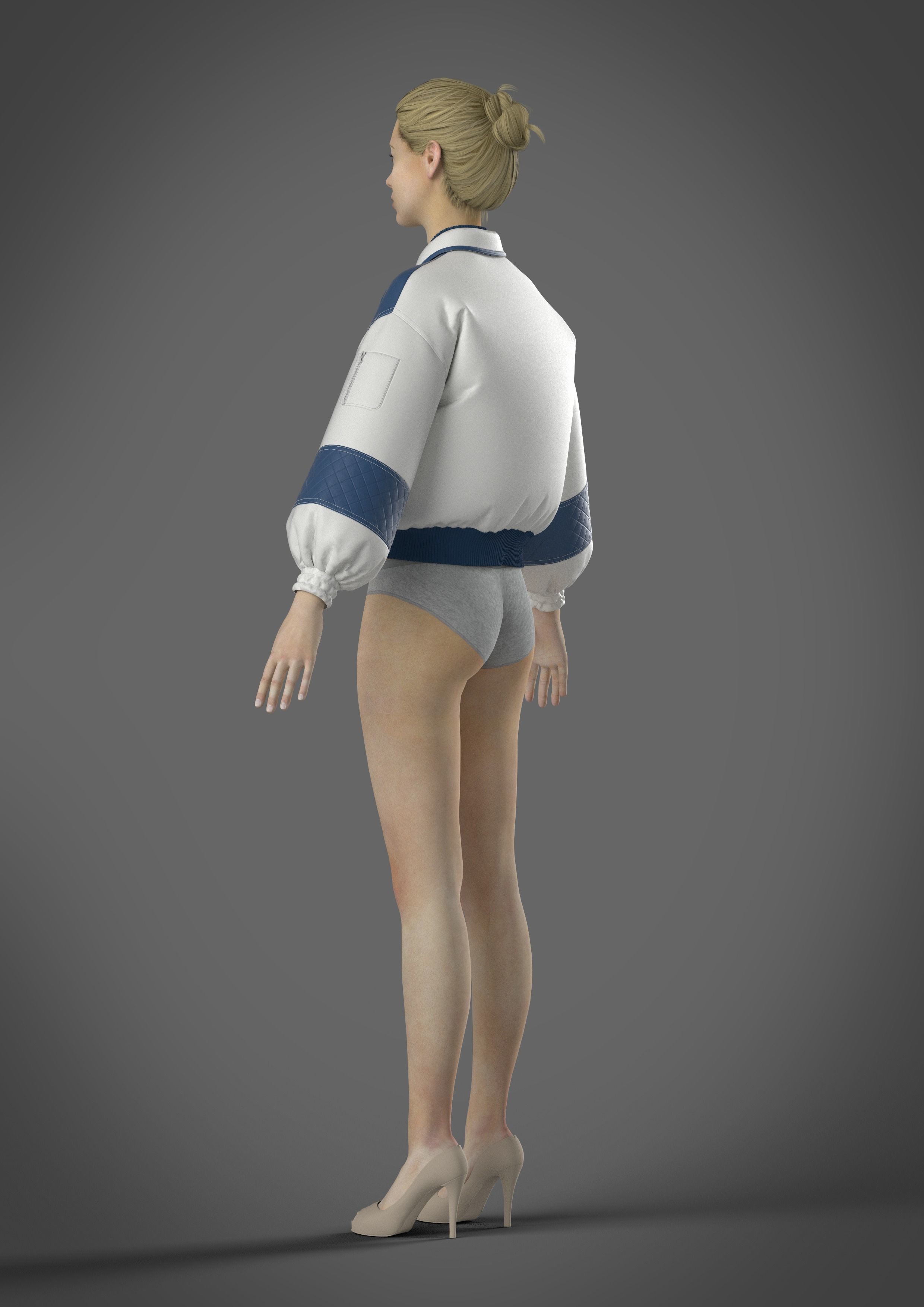 Bomber jacket women 3D model fashion garment 3D model_8