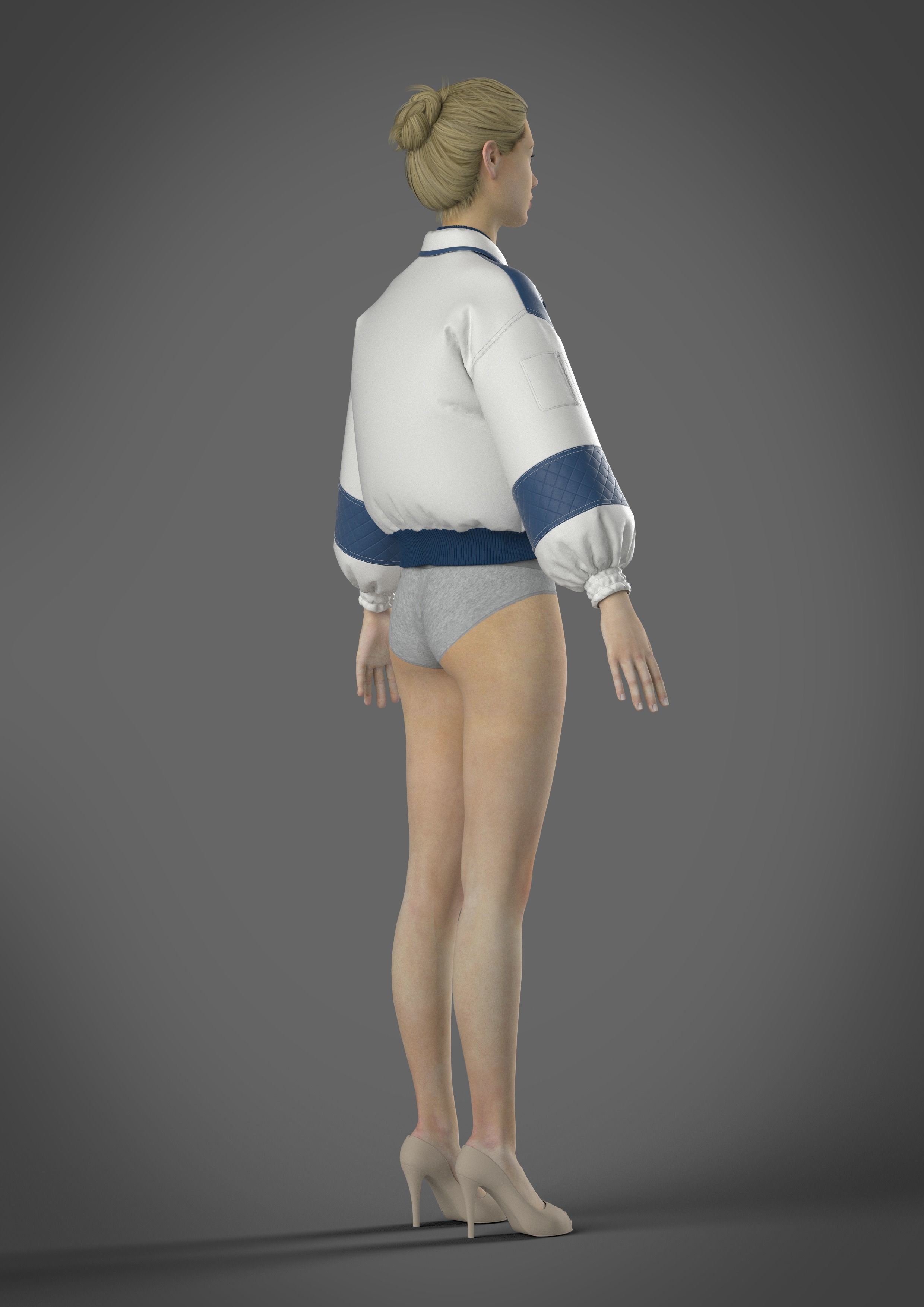 Bomber jacket women 3D model fashion garment 3D model_6