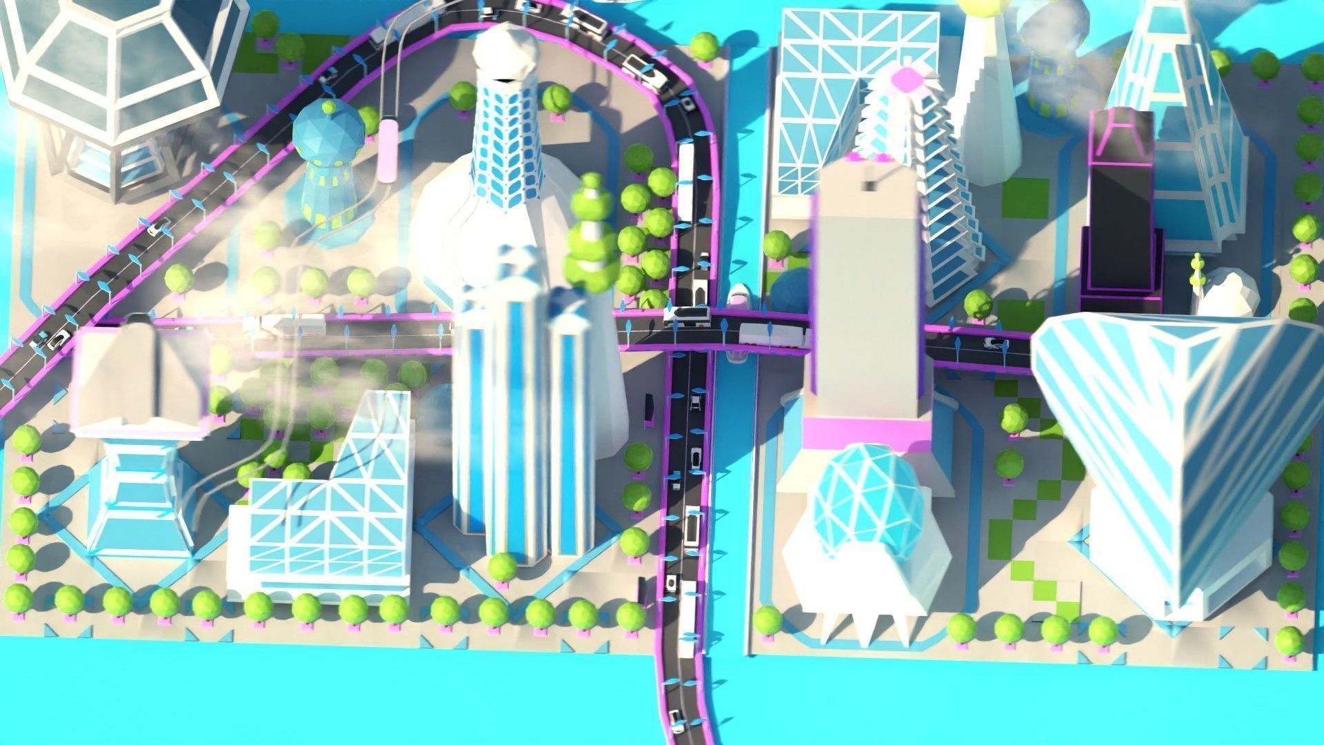 Low Poly City Future Low-poly 3D model_8