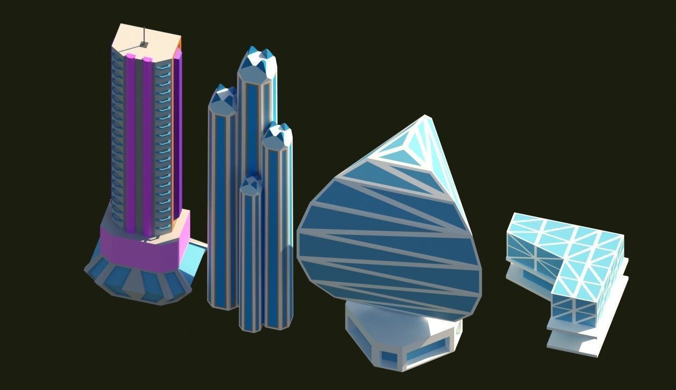 Low Poly City Future Low-poly 3D model_23