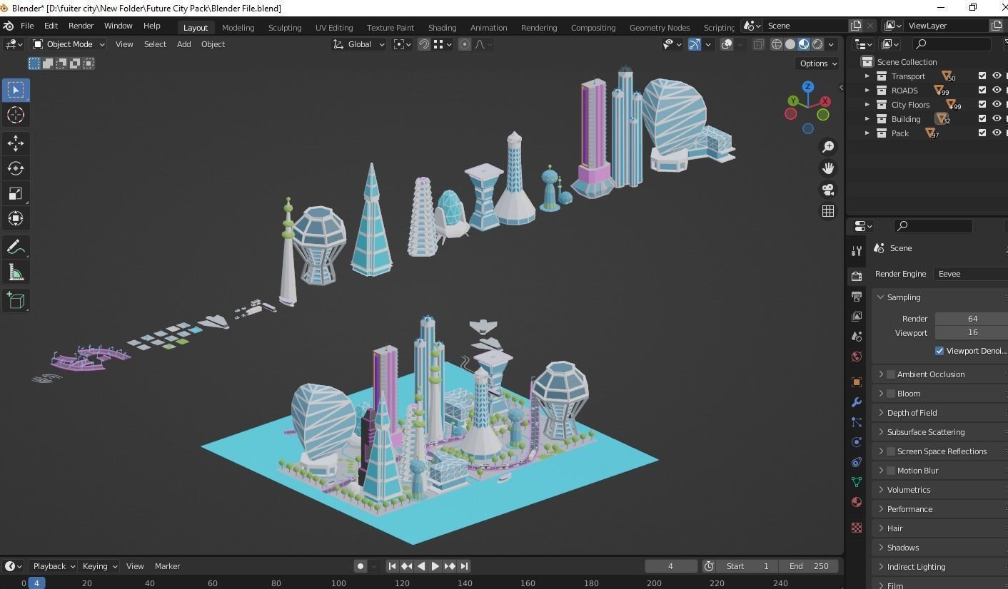 Low Poly City Future Low-poly 3D model_4
