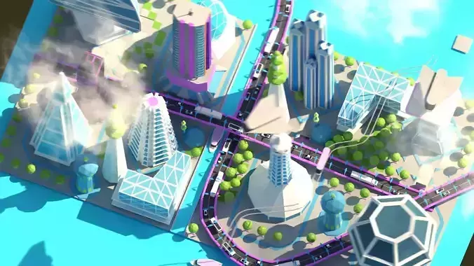 Low Poly City Future Low-poly 3D model