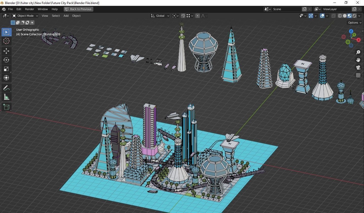 Low Poly City Future Low-poly 3D model_20