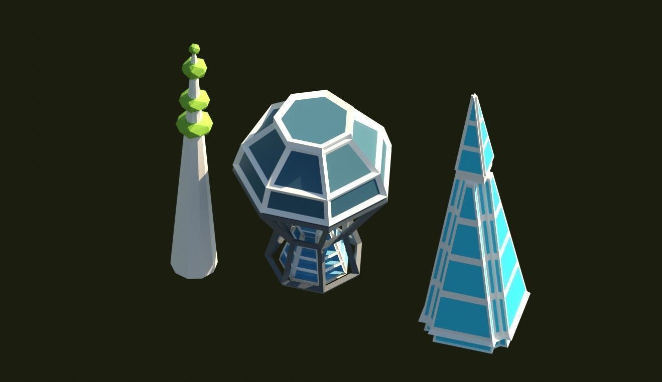 Low Poly City Future Low-poly 3D model_24