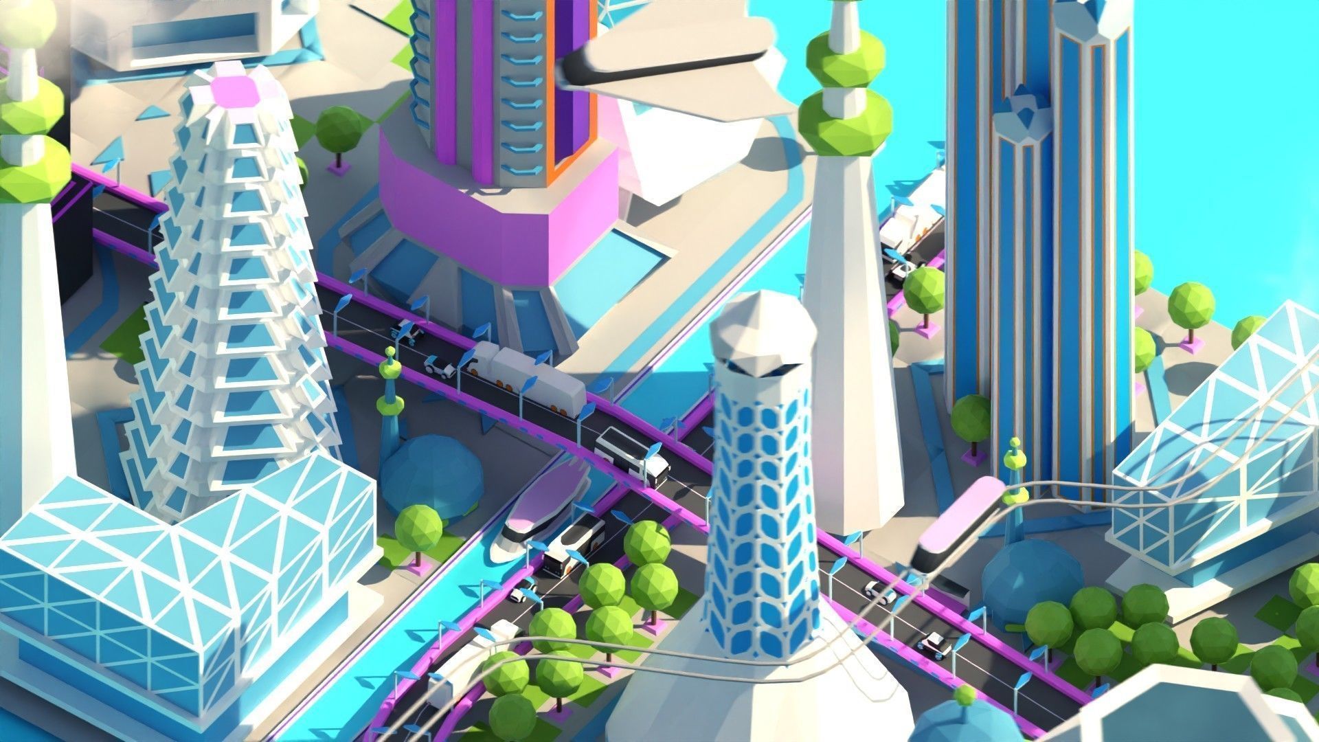 Low Poly City Future Low-poly 3D model_11