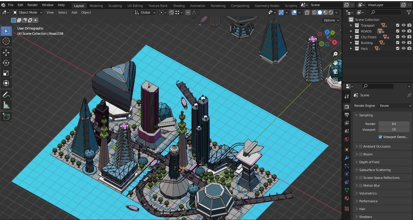 Low Poly City Future Low-poly 3D model_16
