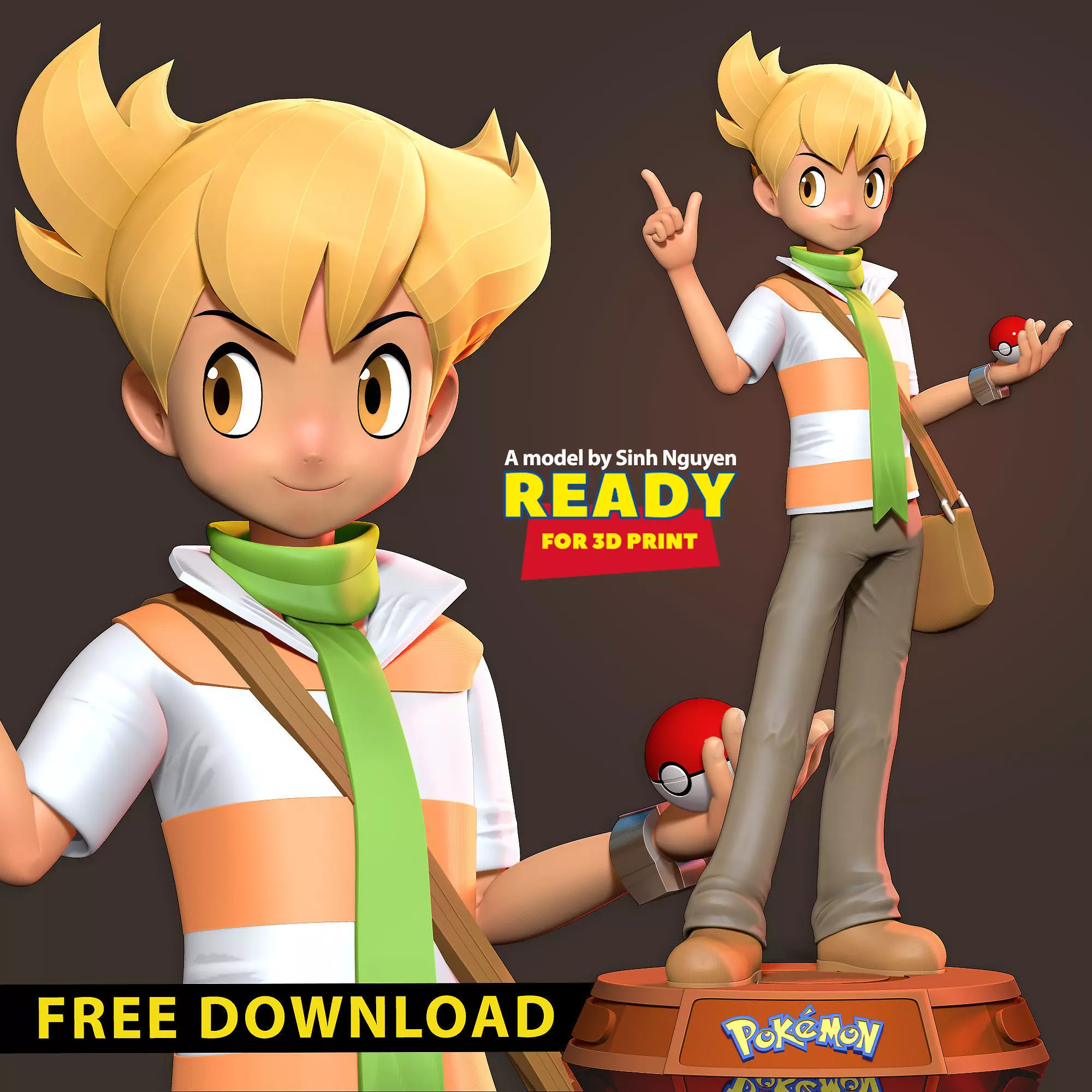 Barry - Pokemon Fanart Free 3D print model