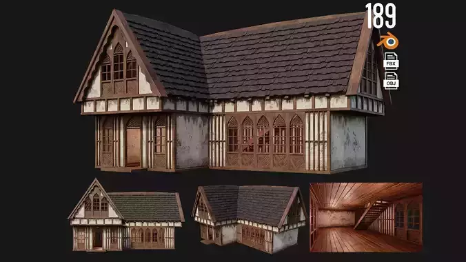 Old Medieval House Building 4K Textures GameReady 189