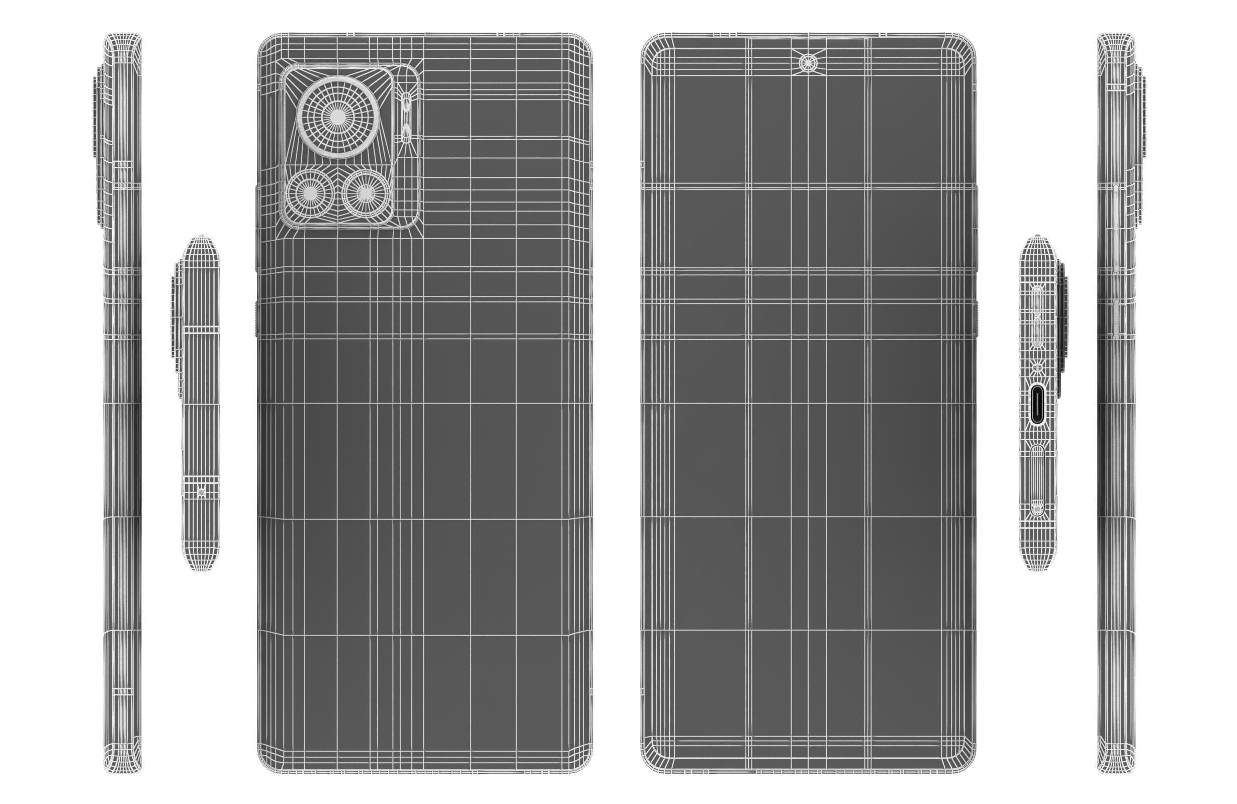 Motorola Edge 30 Ultra Black And White Low-poly 3D model_21