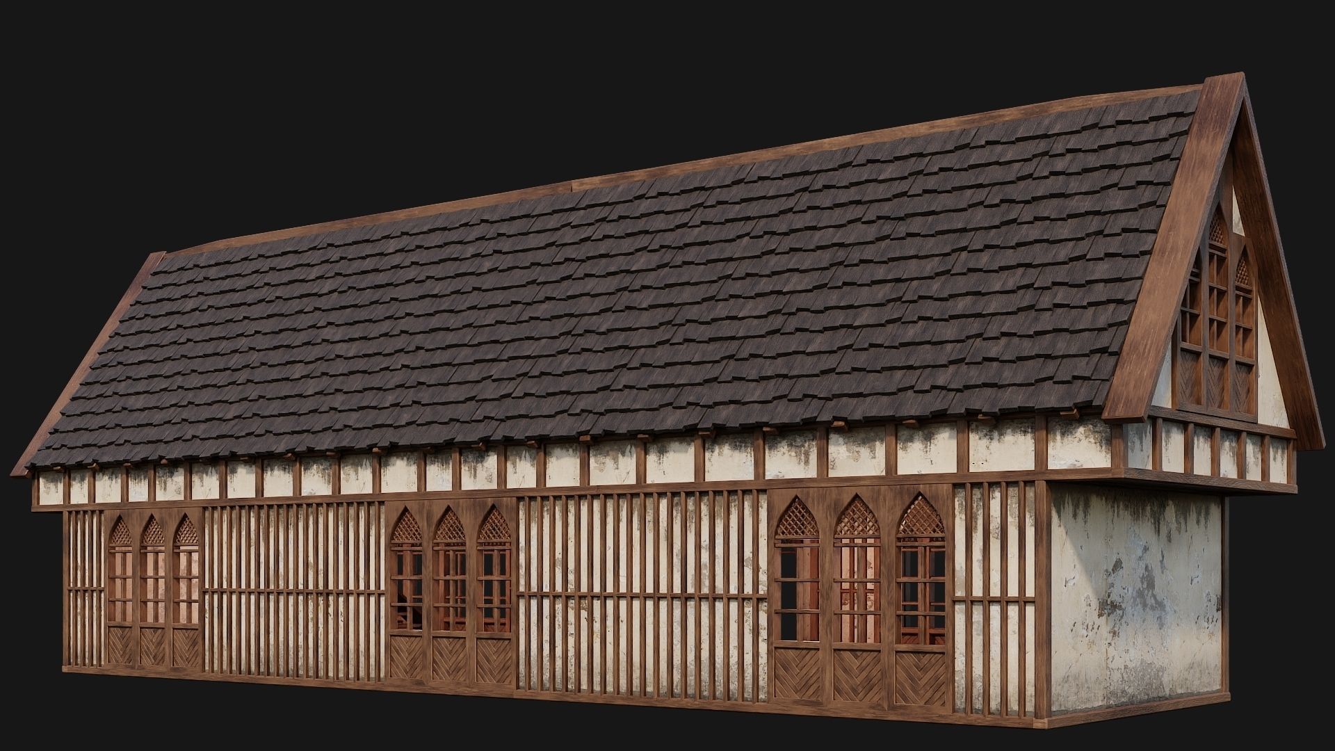 Old Medieval House Building 4K Textures GameReady 190 Low-poly 3D model_9