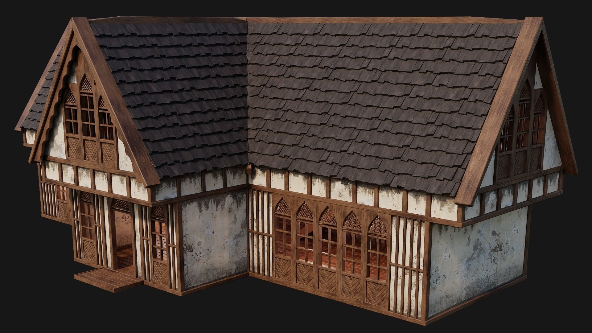 Old Medieval House Building 4K Textures GameReady 190 Low-poly 3D model_5
