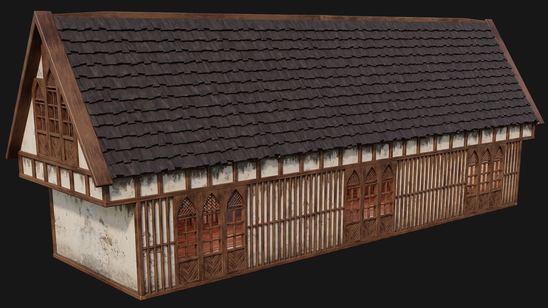 Old Medieval House Building 4K Textures GameReady 190 Low-poly 3D model_11