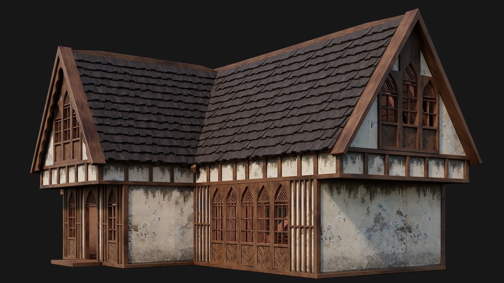 Old Medieval House Building 4K Textures GameReady 190 Low-poly 3D model_3
