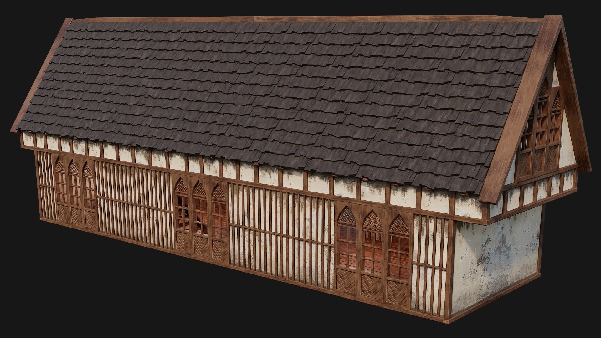 Old Medieval House Building 4K Textures GameReady 190 Low-poly 3D model_12