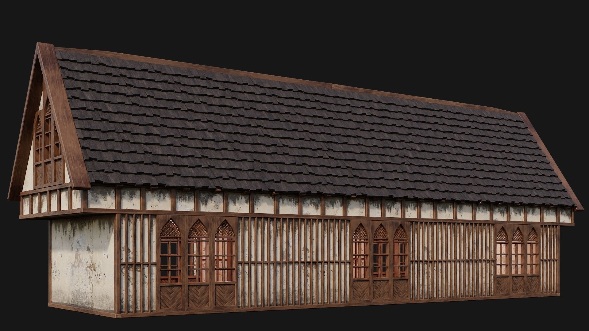 Old Medieval House Building 4K Textures GameReady 190 Low-poly 3D model_8