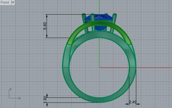 Blue stone design ring 2994 3D print model 3D print model_5