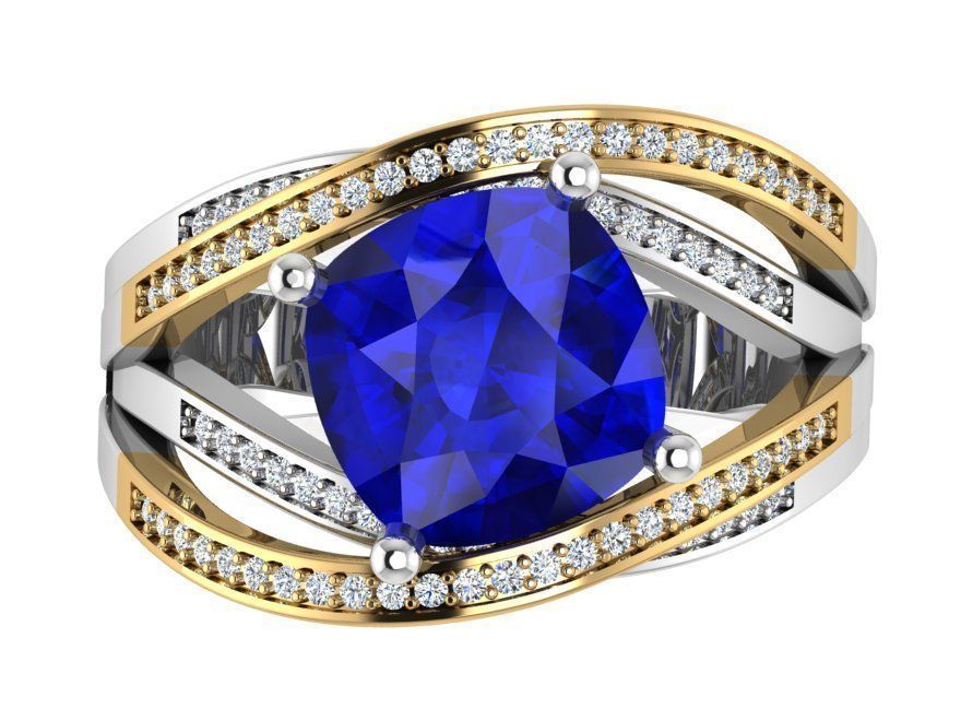Blue stone design ring 2994 3D print model 3D print model_1