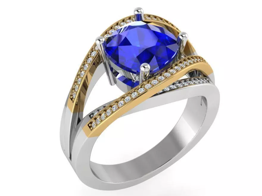 Blue stone design ring 2994 3D print model 3D print model_0