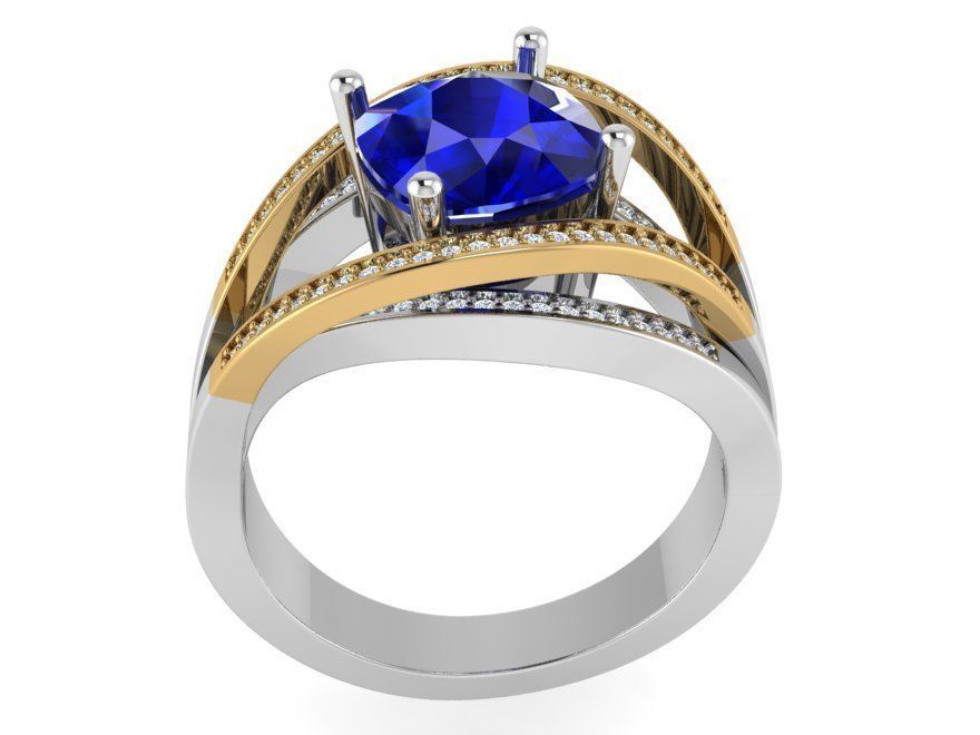 Blue stone design ring 2994 3D print model 3D print model_2