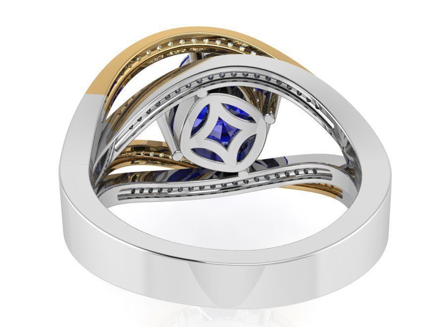 Blue stone design ring 2994 3D print model 3D print model_3