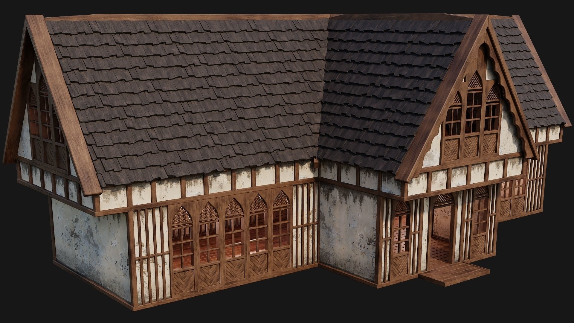 4 Old Medieval Houses Pack 4K Textures GameReady 189 to 192 Low-poly 3D model_20