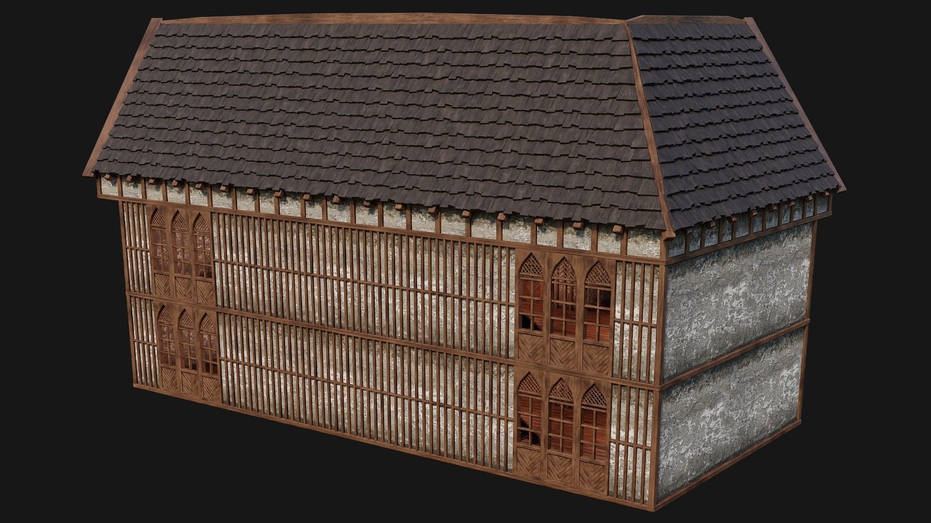 4 Old Medieval Houses Pack 4K Textures GameReady 189 to 192 Low-poly 3D model_52