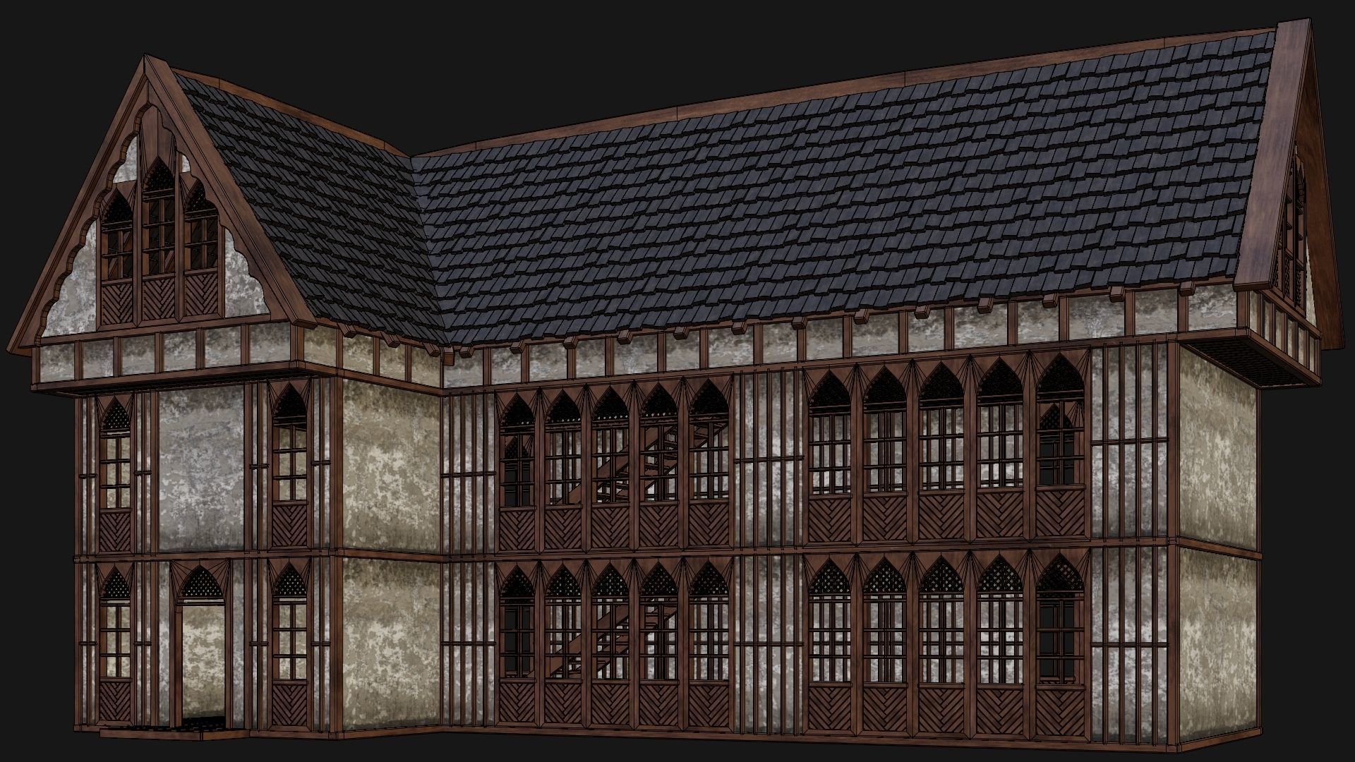 4 Old Medieval Houses Pack 4K Textures GameReady 189 to 192 Low-poly 3D model_44