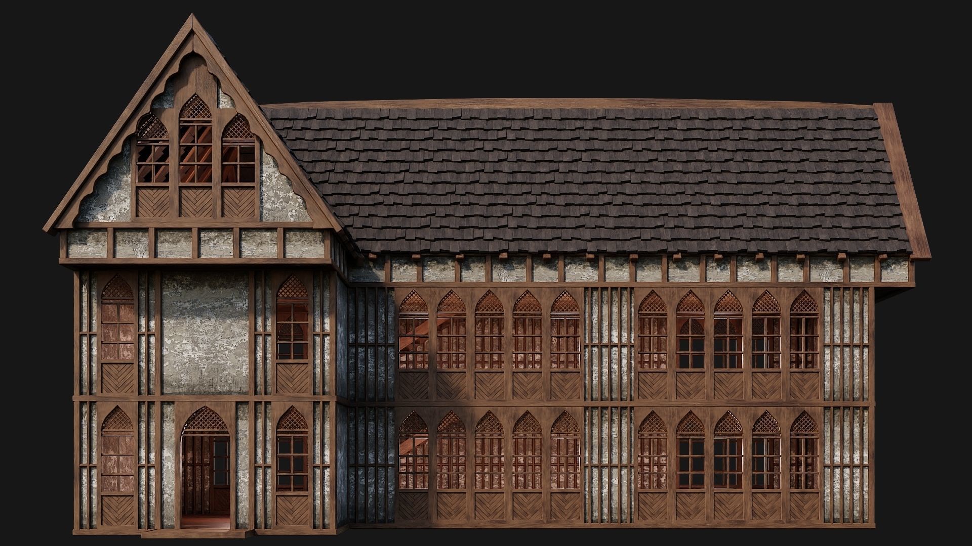 4 Old Medieval Houses Pack 4K Textures GameReady 189 to 192 Low-poly 3D model_48