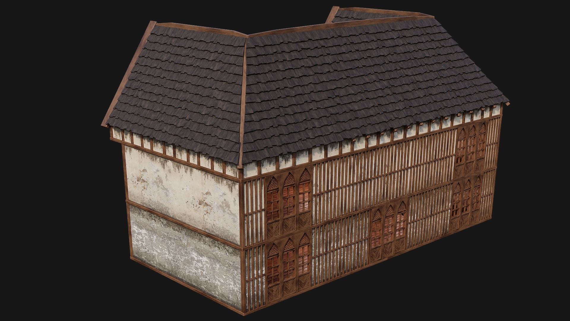 4 Old Medieval Houses Pack 4K Textures GameReady 189 to 192 Low-poly 3D model_40