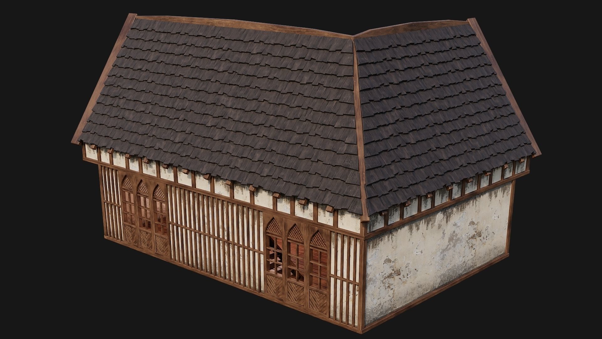 4 Old Medieval Houses Pack 4K Textures GameReady 189 to 192 Low-poly 3D model_19