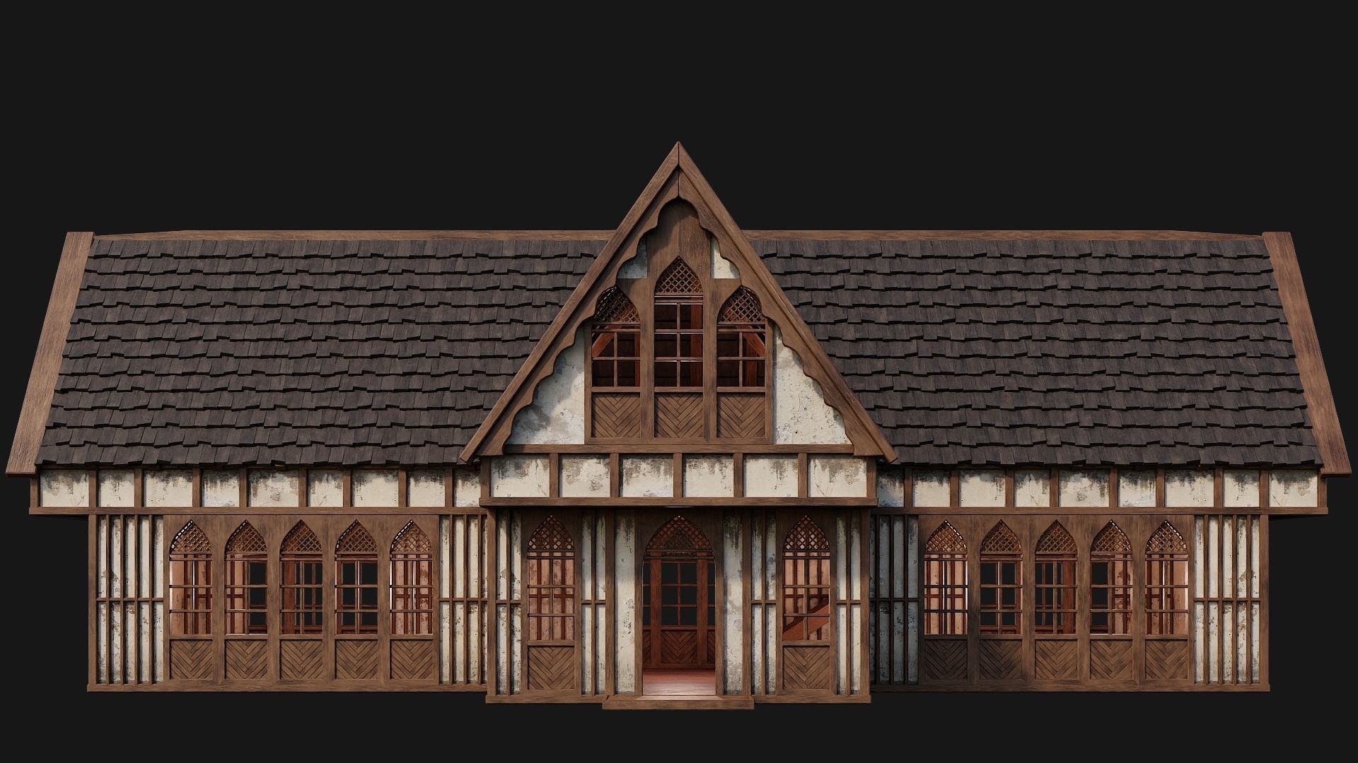 4 Old Medieval Houses Pack 4K Textures GameReady 189 to 192 Low-poly 3D model_26