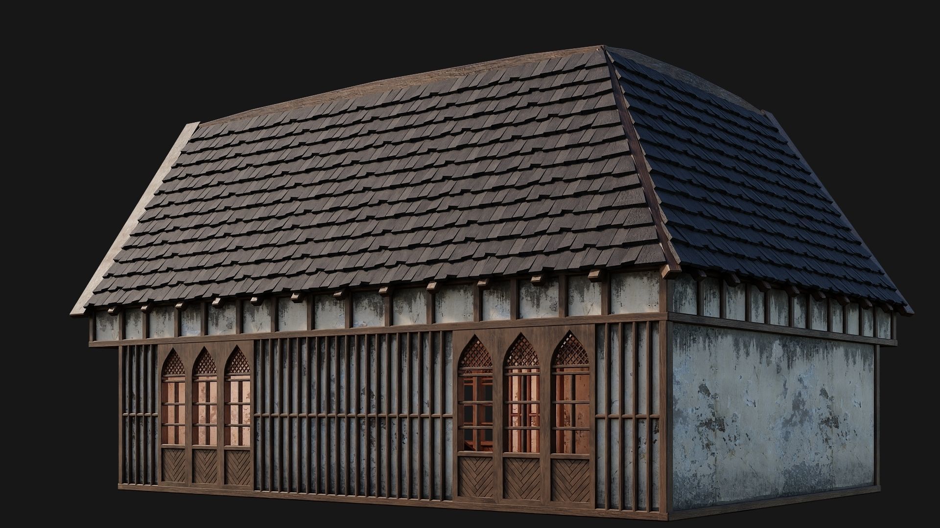 4 Old Medieval Houses Pack 4K Textures GameReady 189 to 192 Low-poly 3D model_13