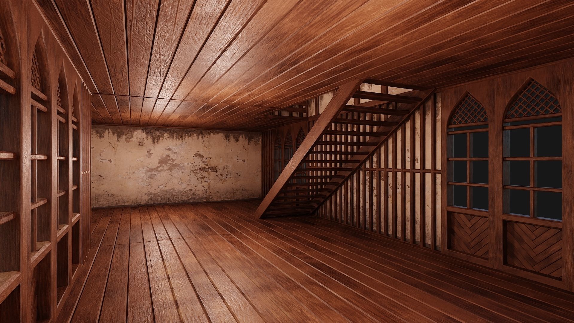 4 Old Medieval Houses Pack 4K Textures GameReady 189 to 192 Low-poly 3D model_9