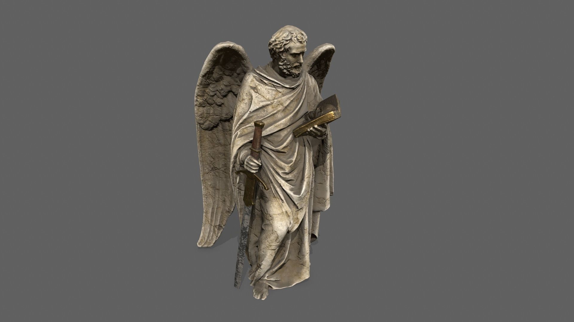 Old Man Statue Low-poly 3D model_3