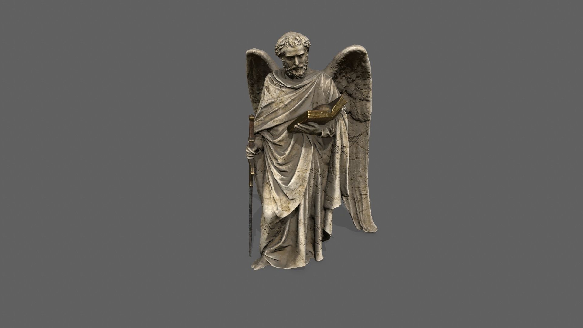 Old Man Statue Low-poly 3D model_9