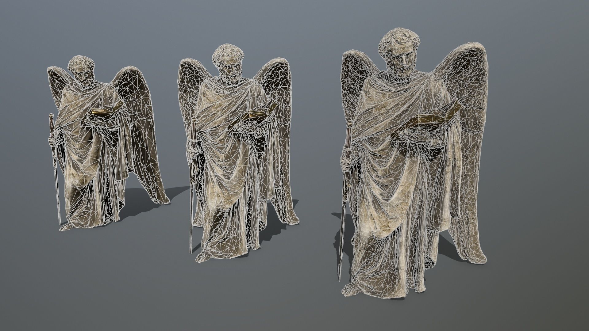Old Man Statue Low-poly 3D model_11