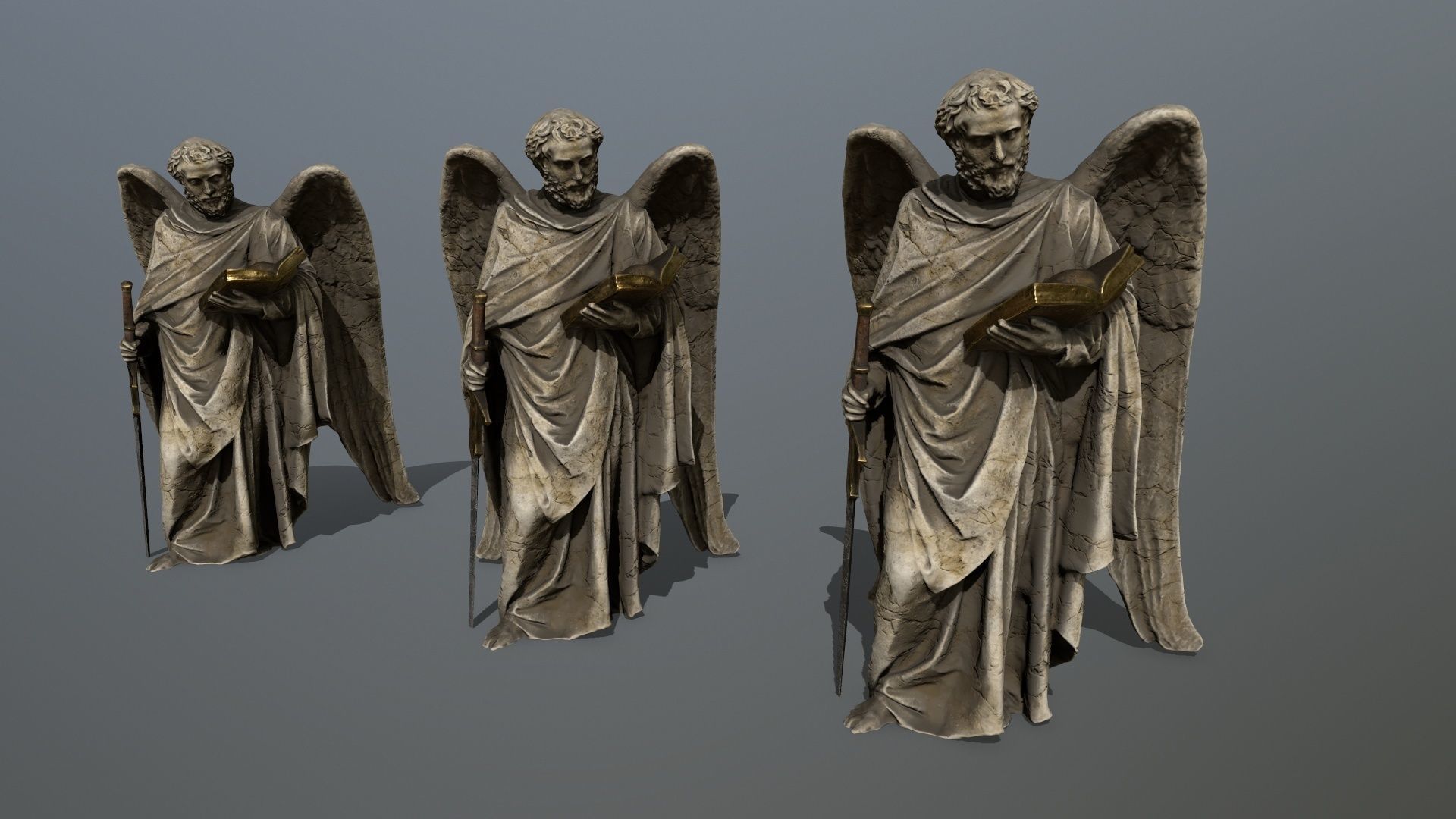 Old Man Statue Low-poly 3D model_10