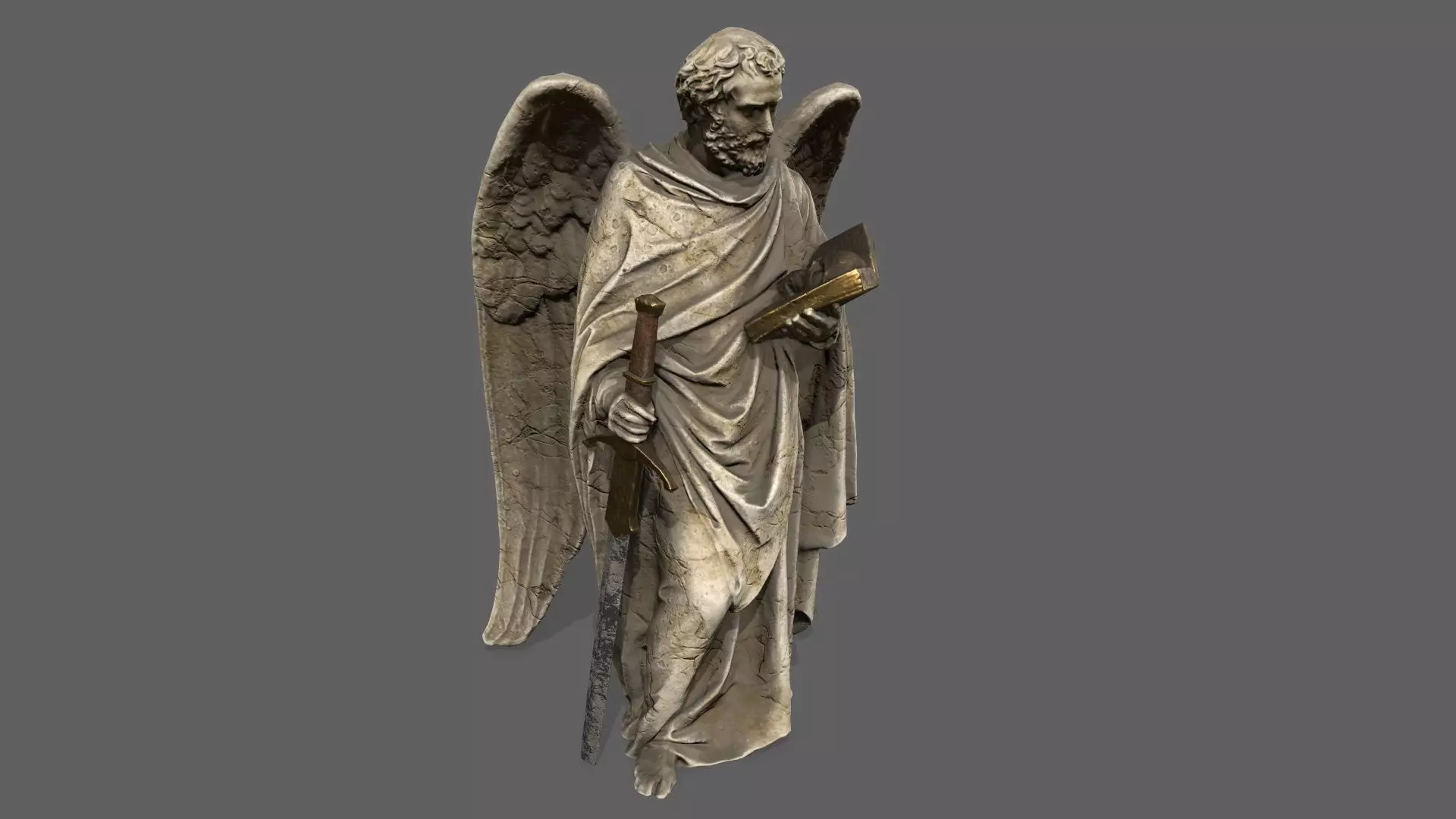 Old Man Statue Low-poly 3D model_0