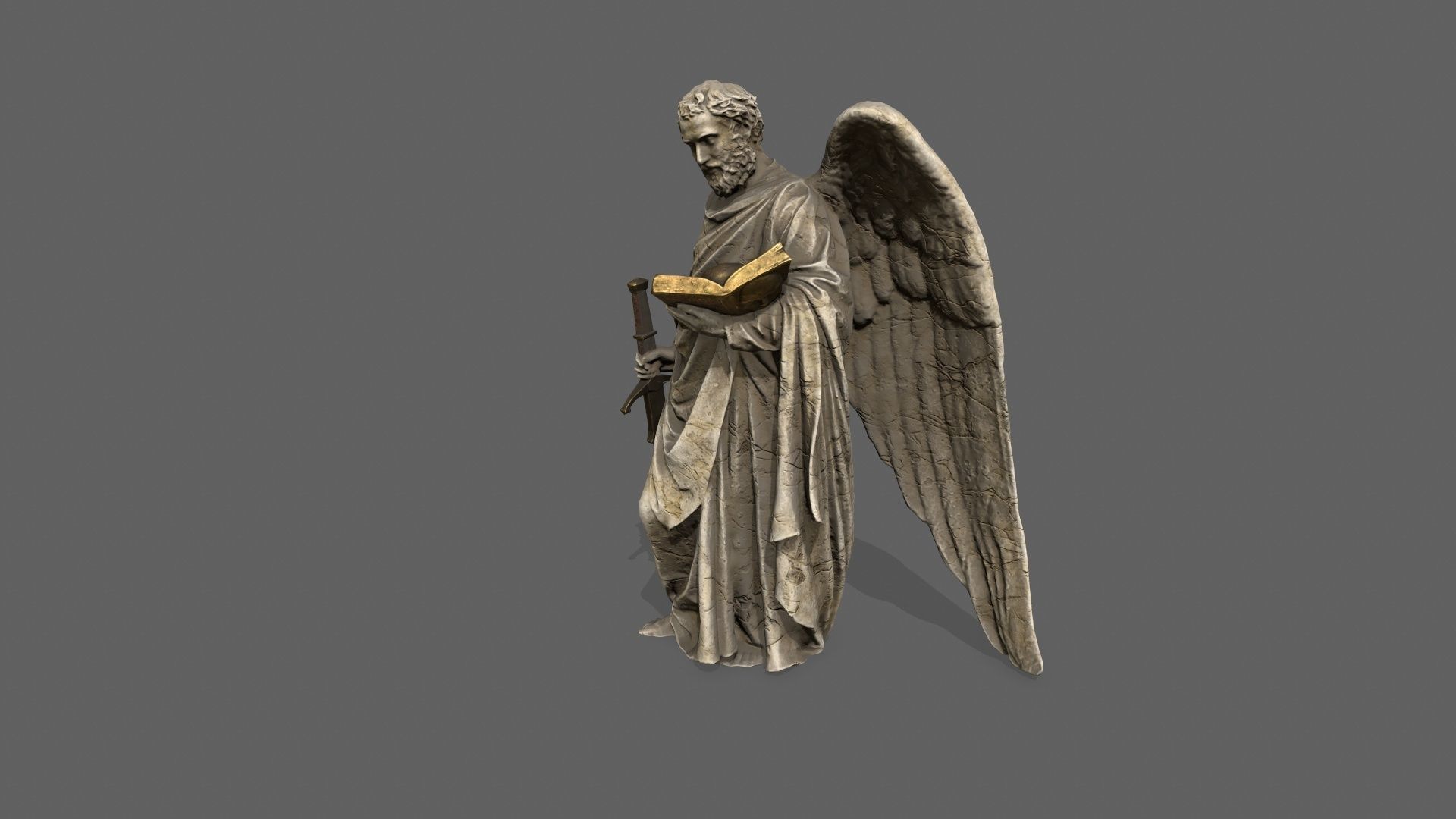 Old Man Statue Low-poly 3D model_8