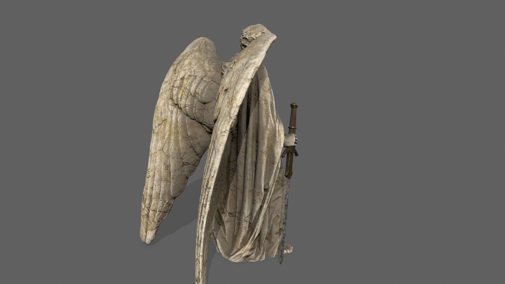 Old Man Statue Low-poly 3D model_5