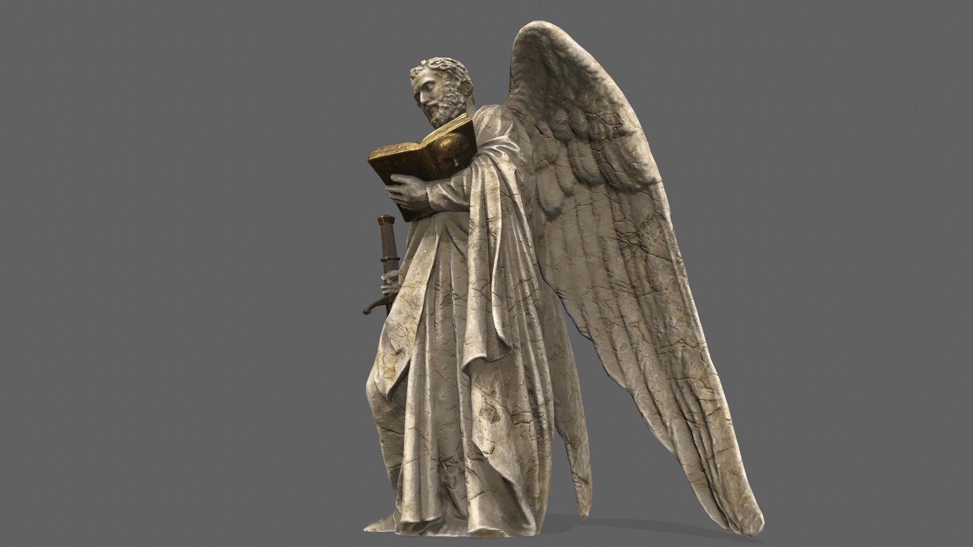 Old Man Statue Low-poly 3D model_2