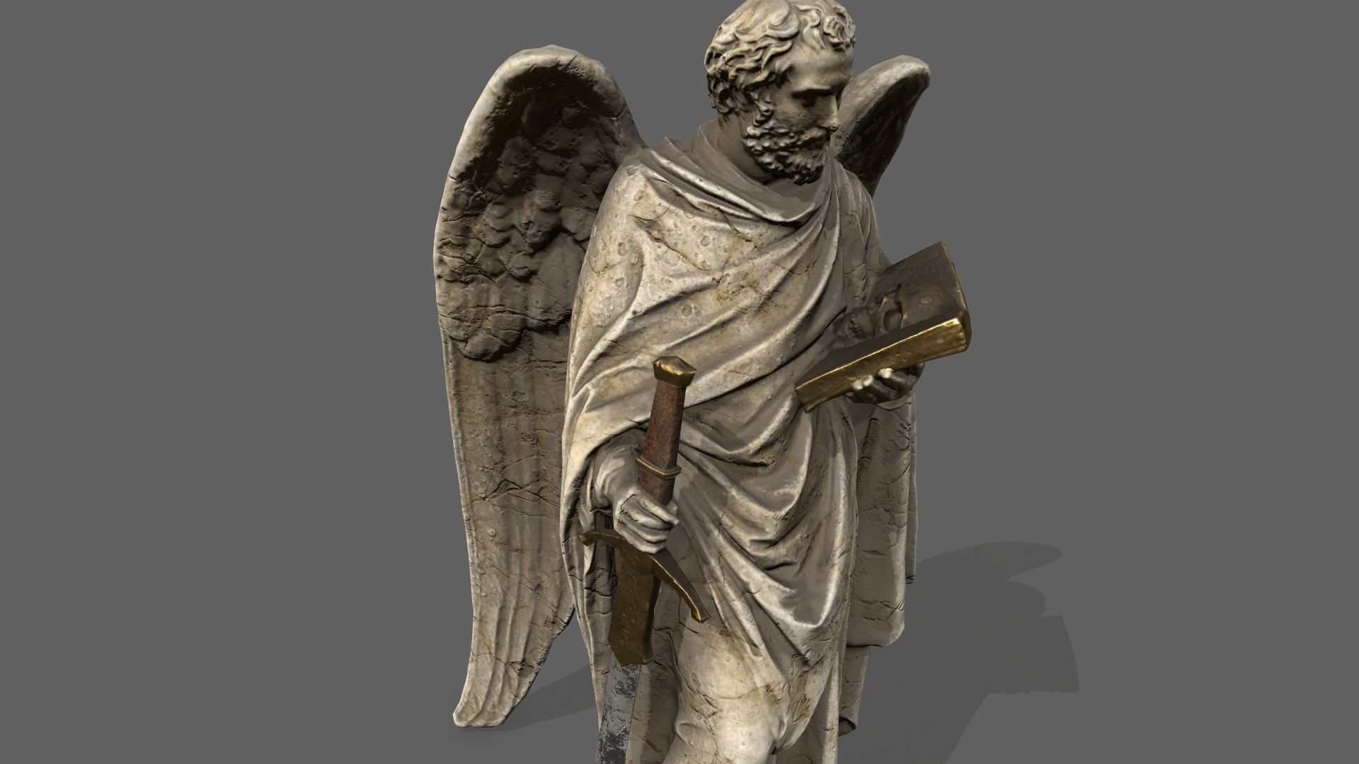 Old Man Statue Low-poly 3D model_1