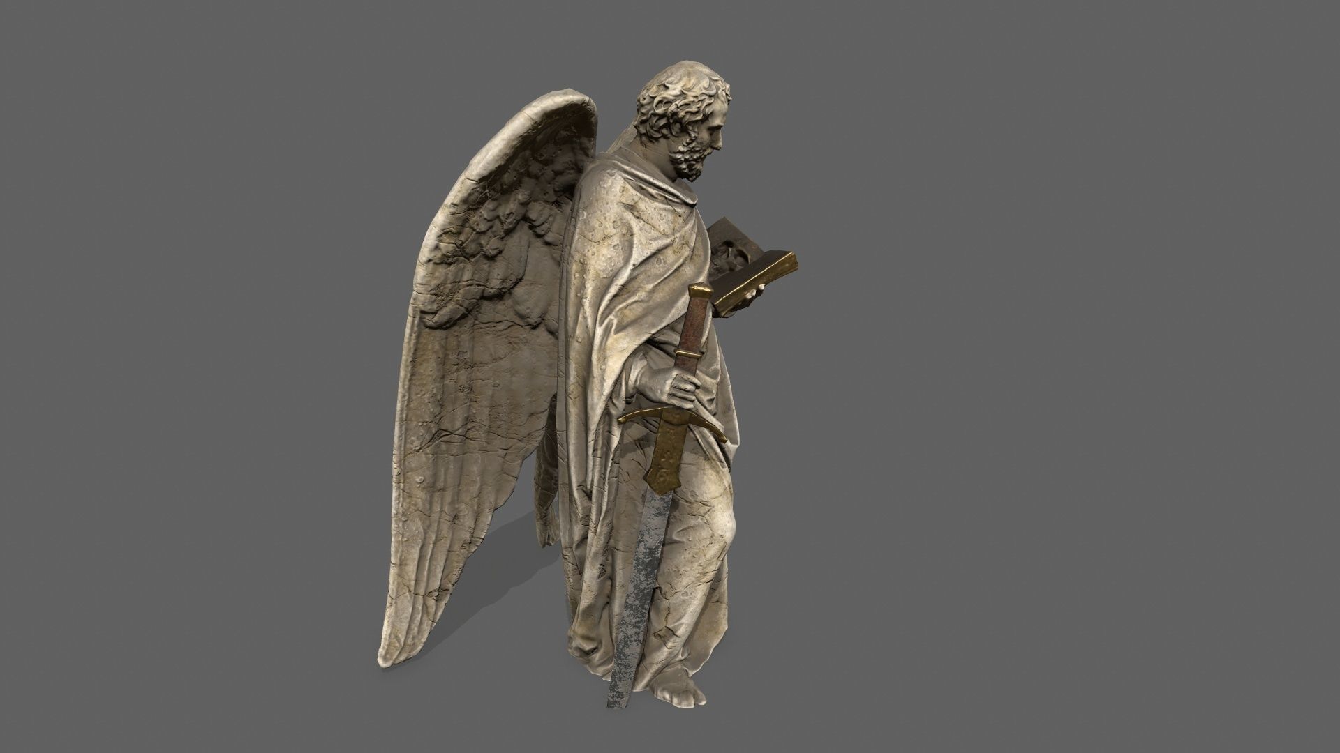 Old Man Statue Low-poly 3D model_4