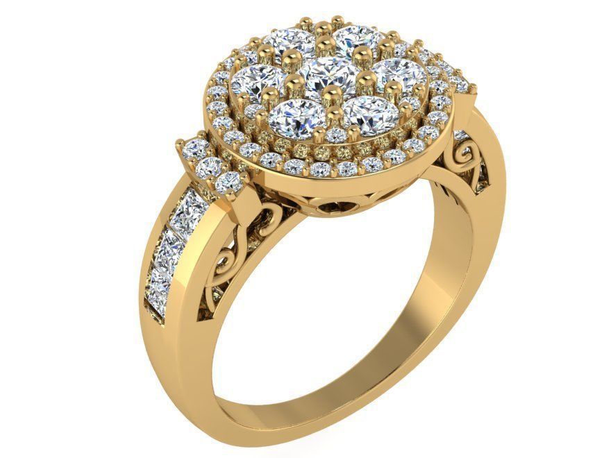 7-Stone bright diaond ring with small stones 3000 3D print model 3D print model_1