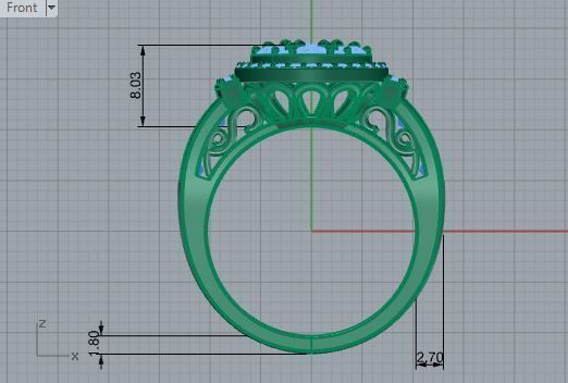 7-Stone bright diaond ring with small stones 3000 3D print model 3D print model_5
