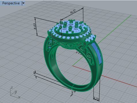 7-Stone bright diaond ring with small stones 3000 3D print model 3D print model_7