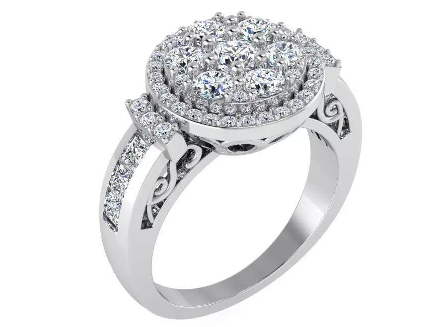 7-Stone bright diaond ring with small stones 3000 3D print model 3D print model_0